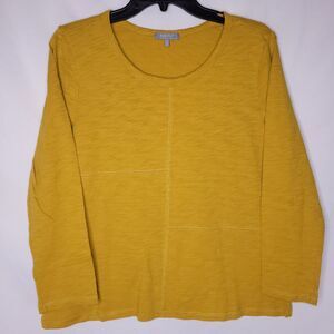 Habitat Shirt Womens Small Yellow Cotton Long Sleeve